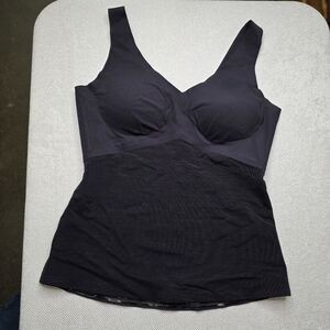 Honeylove LiftWear Tank | Black Shapewear Top with Built-In Wireless Bra - Sz L